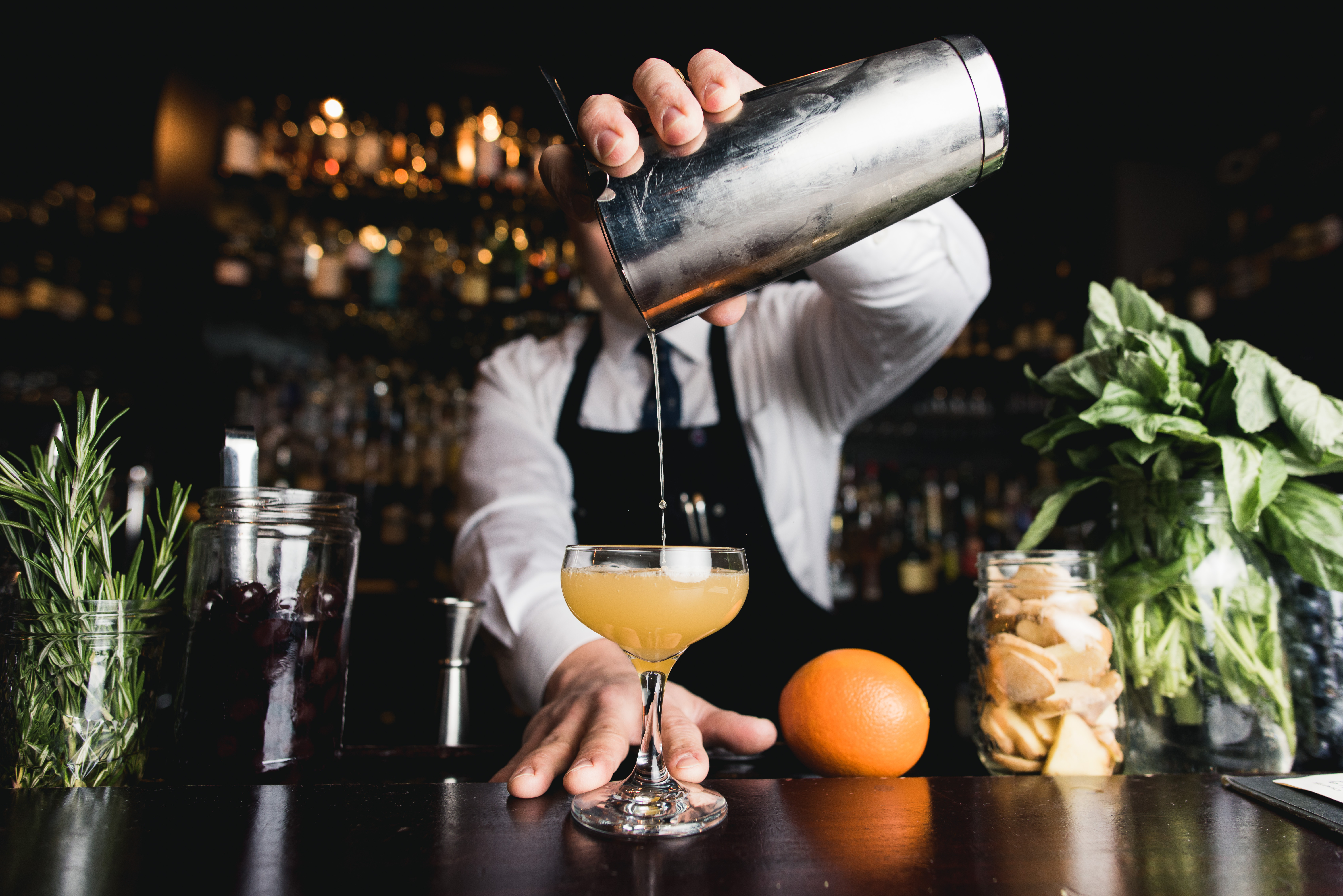 drinking at the bar